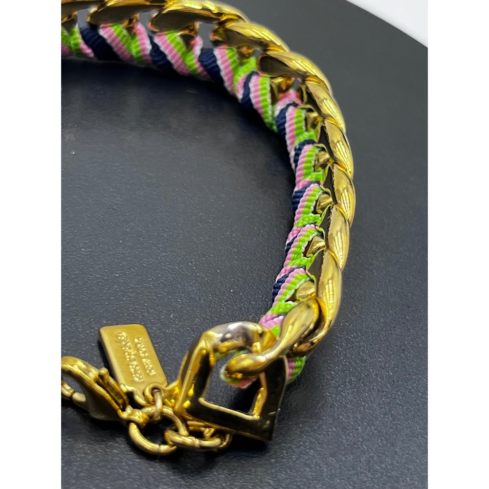 Kate Spade New York "Learn the Ropes" Woven Chain Pink Green White Bracelet - Picture 3 of 9
